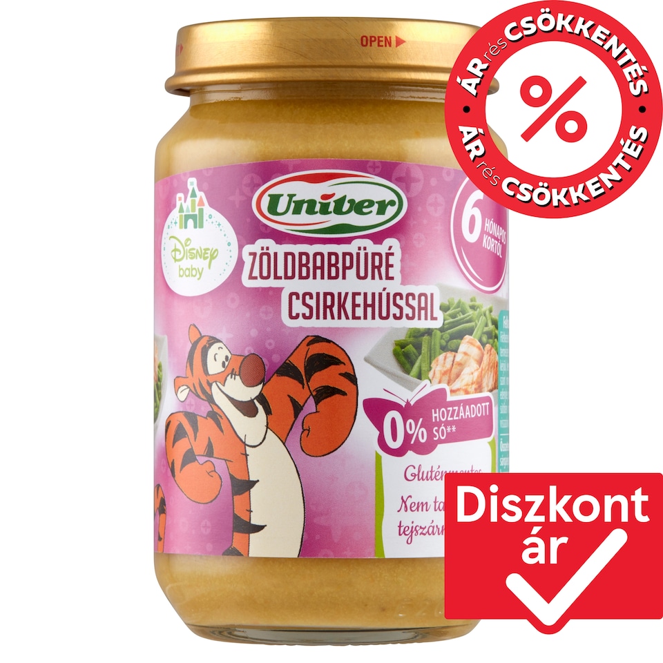 Univer zöldbabpüré csirkehússal bébiétel 6 hónapos kortól 163 g