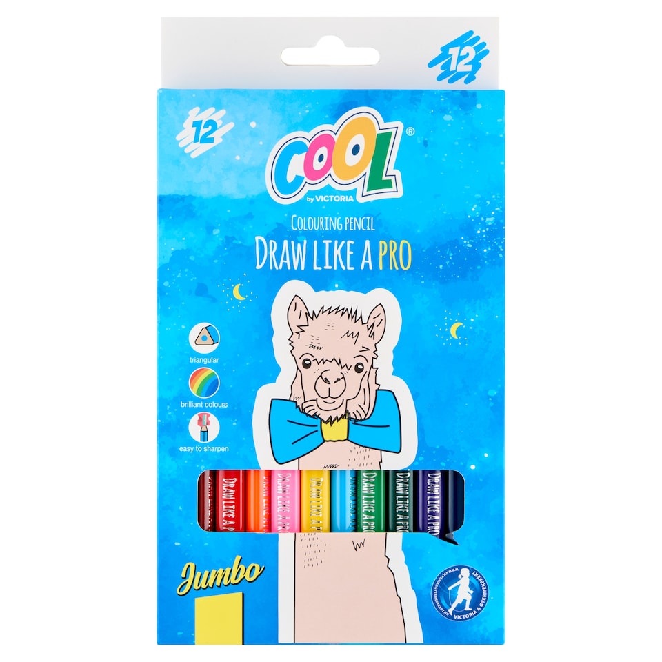 Cool by Victoria Draw Like A Pro háromszögletű vastag színes ceruzakészlet 12 db