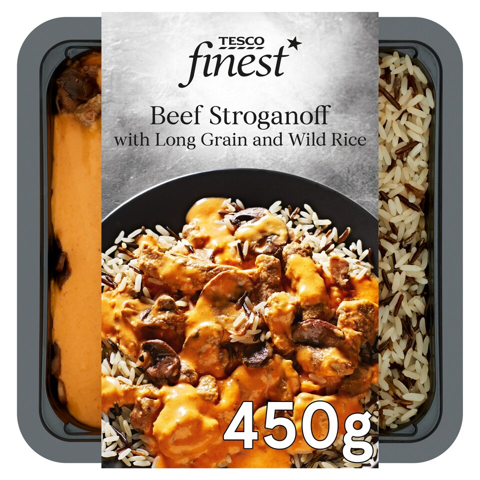 Tesco Finest Beef Stroganoff & Rice 450G