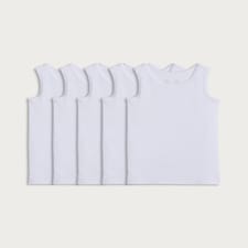 F&F School Boys 5-Pack Pure Cotton Vests in White