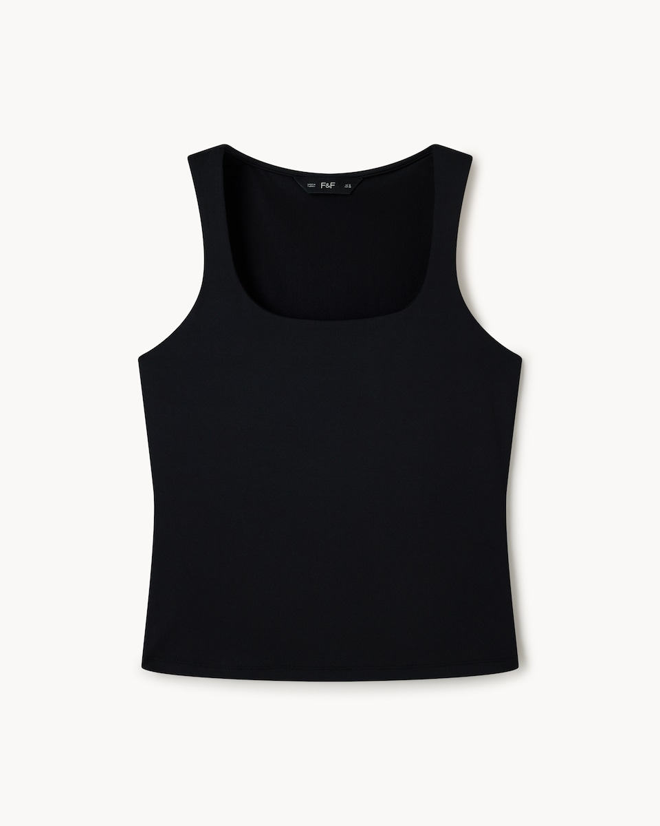 image 1 of F&F Polyamide Square Neck Vest in Black