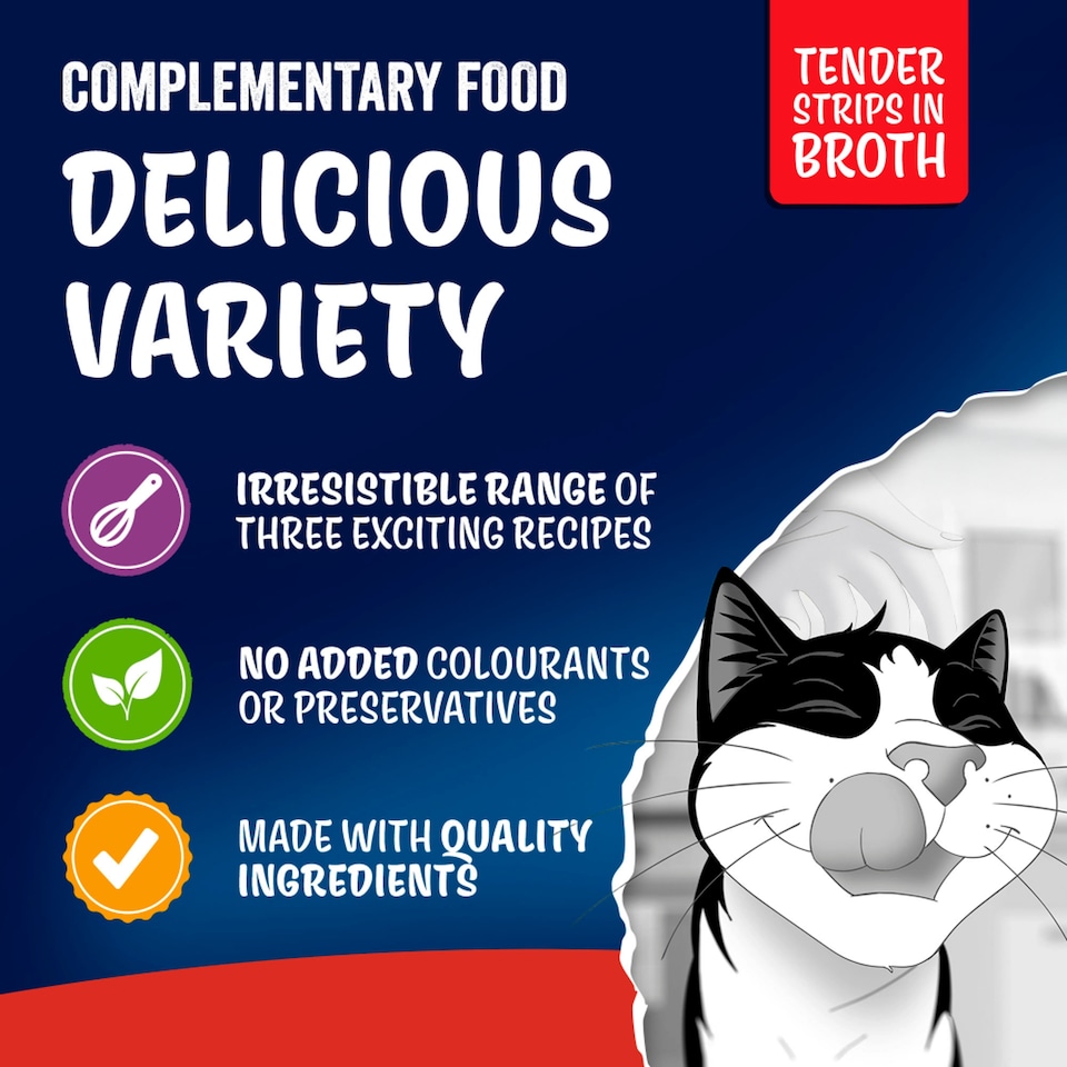 image 1 of Felix Soup Tender Strips Meat Selection Cat Food 6X48g