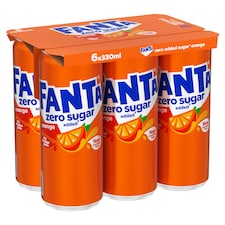 Fanta Zero Sugar Soft Drink - Orange 6 x 330ml
