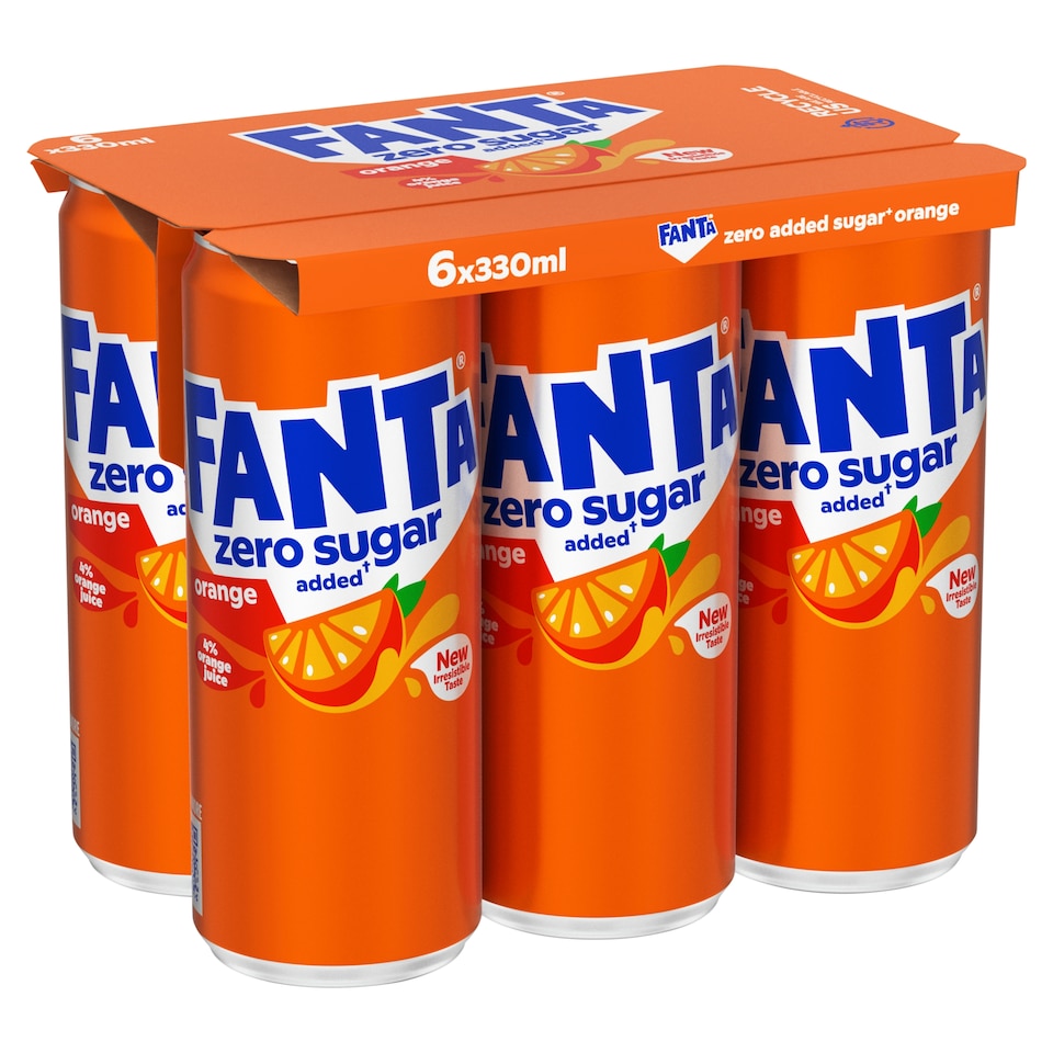 Fanta Zero Sugar Soft Drink - Orange 6 x 330ml