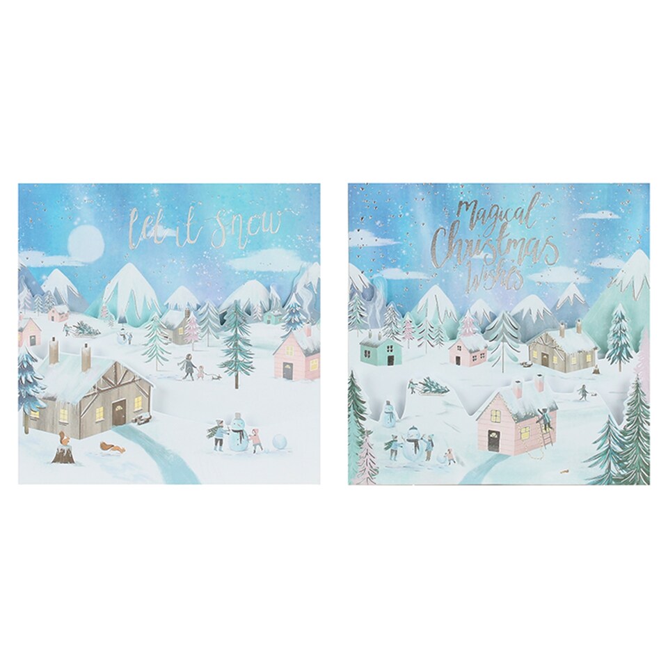 Tesco Luxury Ice Skating Scene Cards 10 Pack
