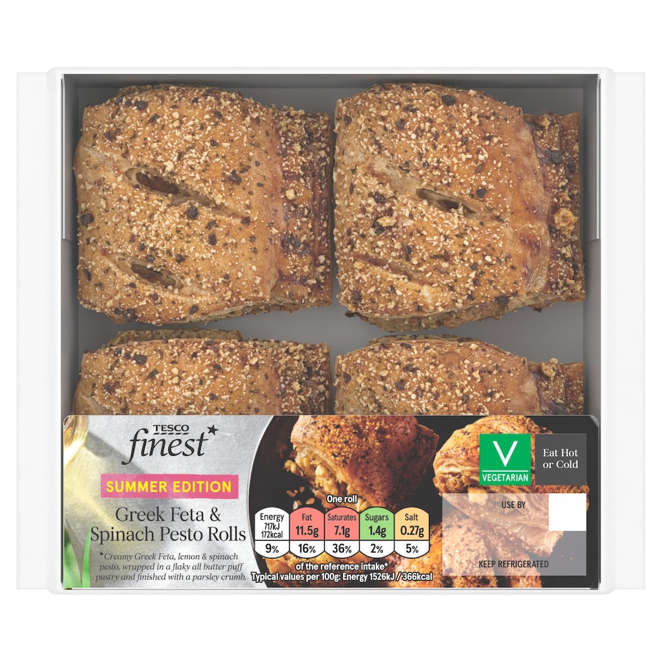Tesco Finest Greek Feta & Spinach Pesto Rolls 188g