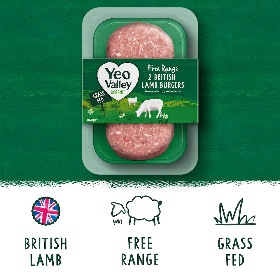 image 1 of Yeo Valley Organic 2 British Lamb Burgers 260g