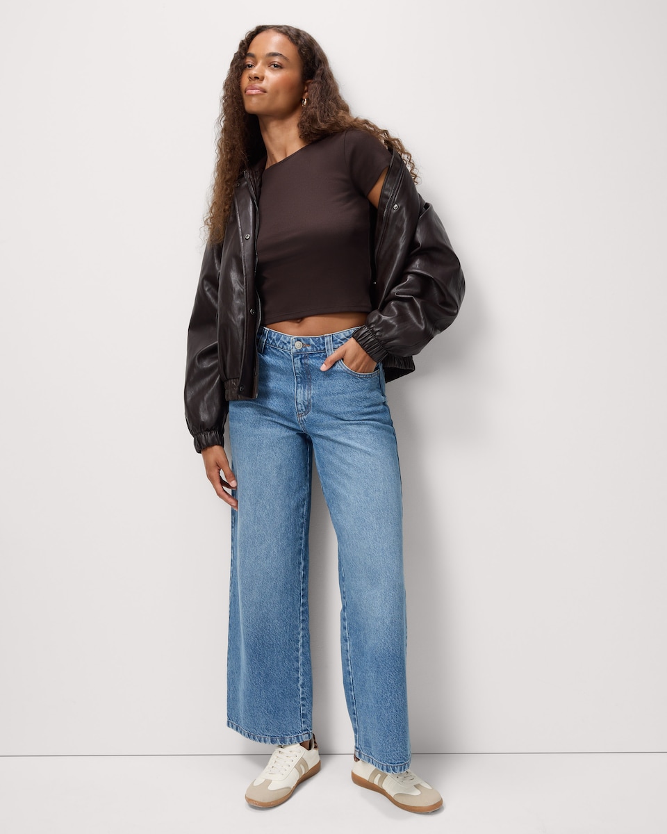 image 1 of OH ME OH MY Cotton Rich Cropped T-Shirt in Chocolate