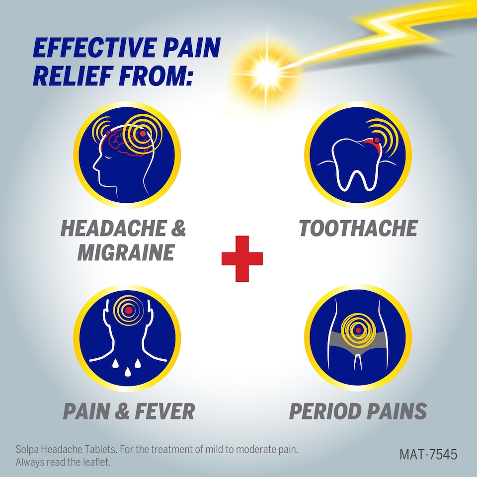 image 1 of Solpa Headache 500mg /65mg Tablets Paracetamol + Caffeine 16 Tablets
