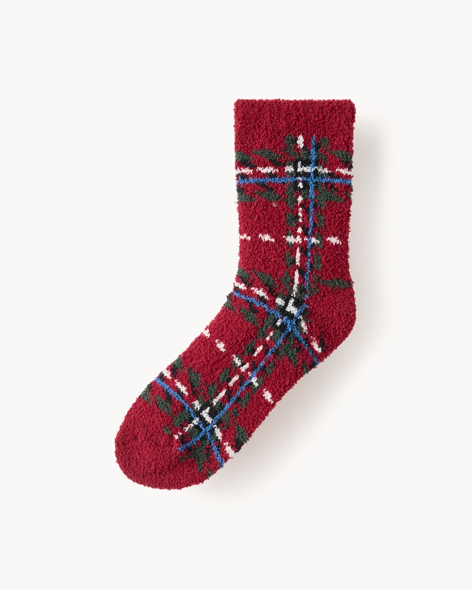 Christmas Unisex Check Cosy Socks in Red