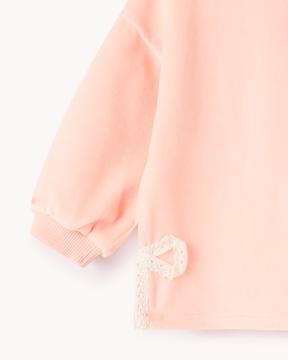 image 1 of F&F Baby Velour Bow Top & Bottom Set in Pink