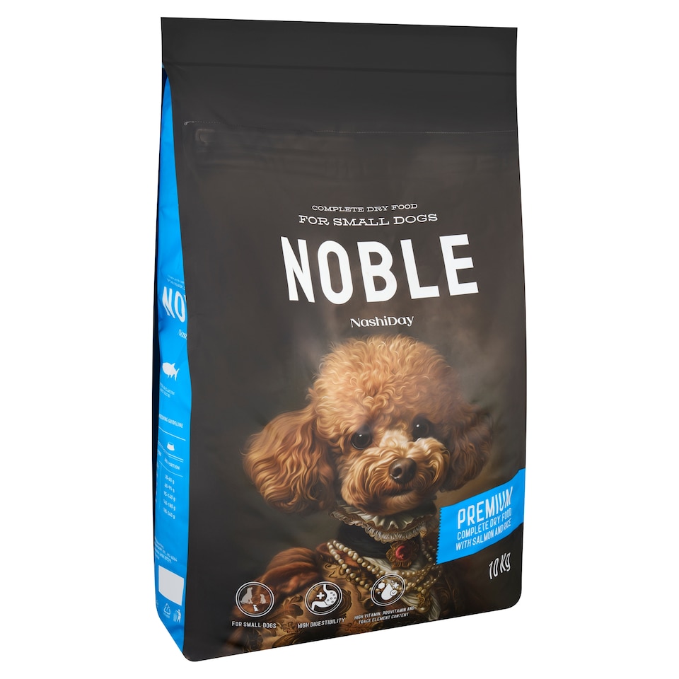 image 1 of NashiDay Noble Complete Dry Pet Food for Small Dogs with Salmon and Rice 10 kg