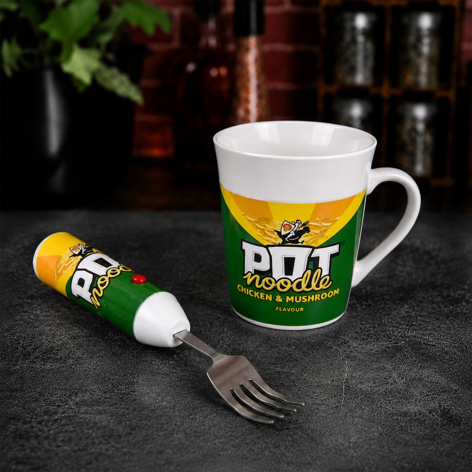 image 1 of Pot Noodle Chicken & Mushroom Cup And Spinning Fork Gift Set