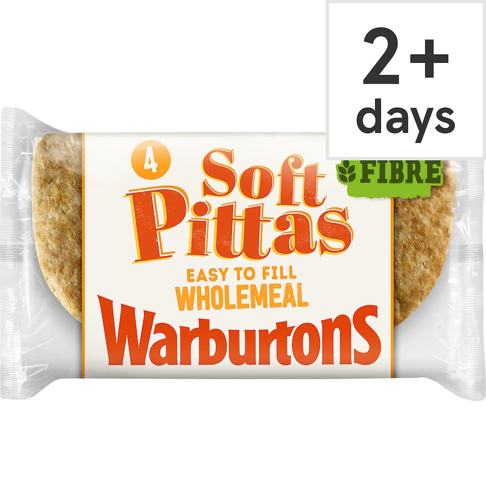 image 1 of Warburtons Soft Wholemeal Pitta Breads 4 Pack