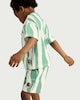 image 3 of F&F Boys 2-Piece Pure Cotton Wave Print T-Shirt and Shorts Set in Green