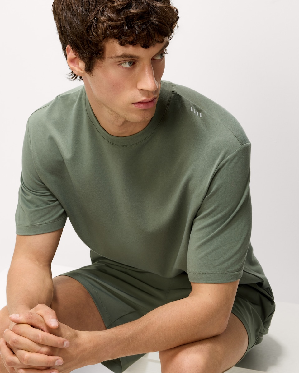image 1 of F&F Active ULTRARUN Cotton Rich T-Shirt in Khaki