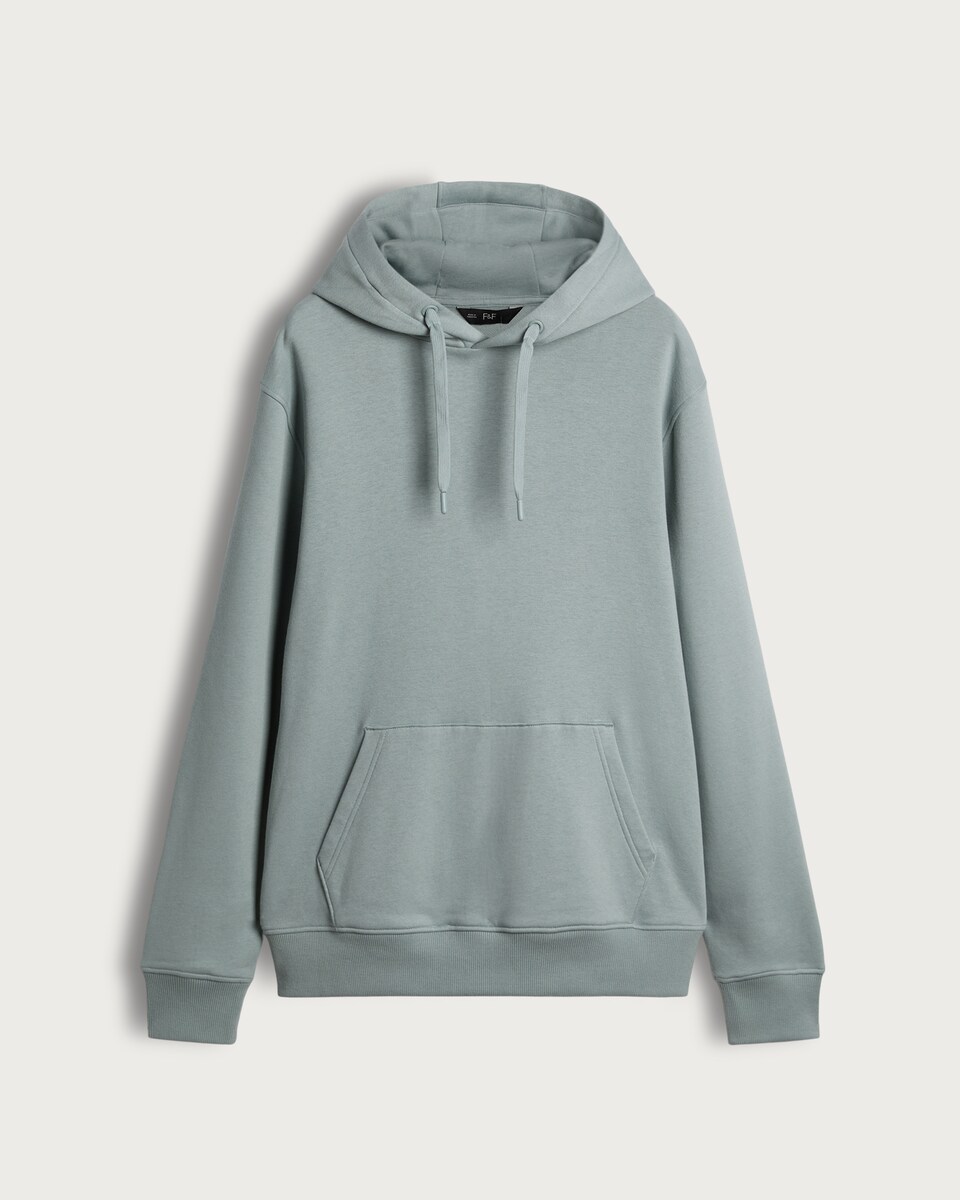 image 1 of F&F Regular Fit Cotton Rich Drawstring Hoodie in Green