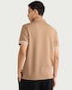 image 3 of F&F Textured Zip Neck Relaxed Fit Polo Shirt in Tan