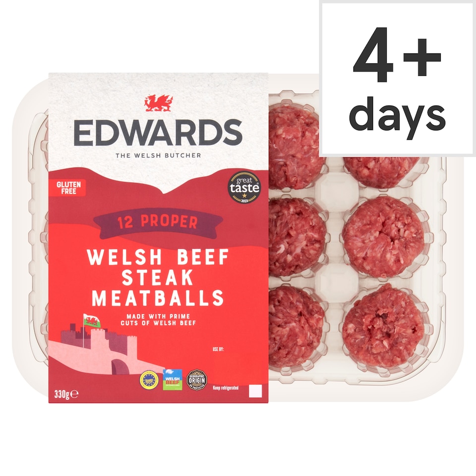 Edwards Welsh Beef Steak Meatballs 330G