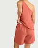 image 3 of The F&F Edit Textured Pleated Tie Waist Co-ord Shorts in Coral