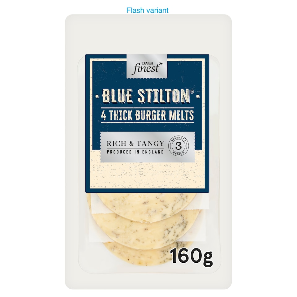 Tesco Finest 4 Blue Stilton® 4 Thick Burger Melts 160g