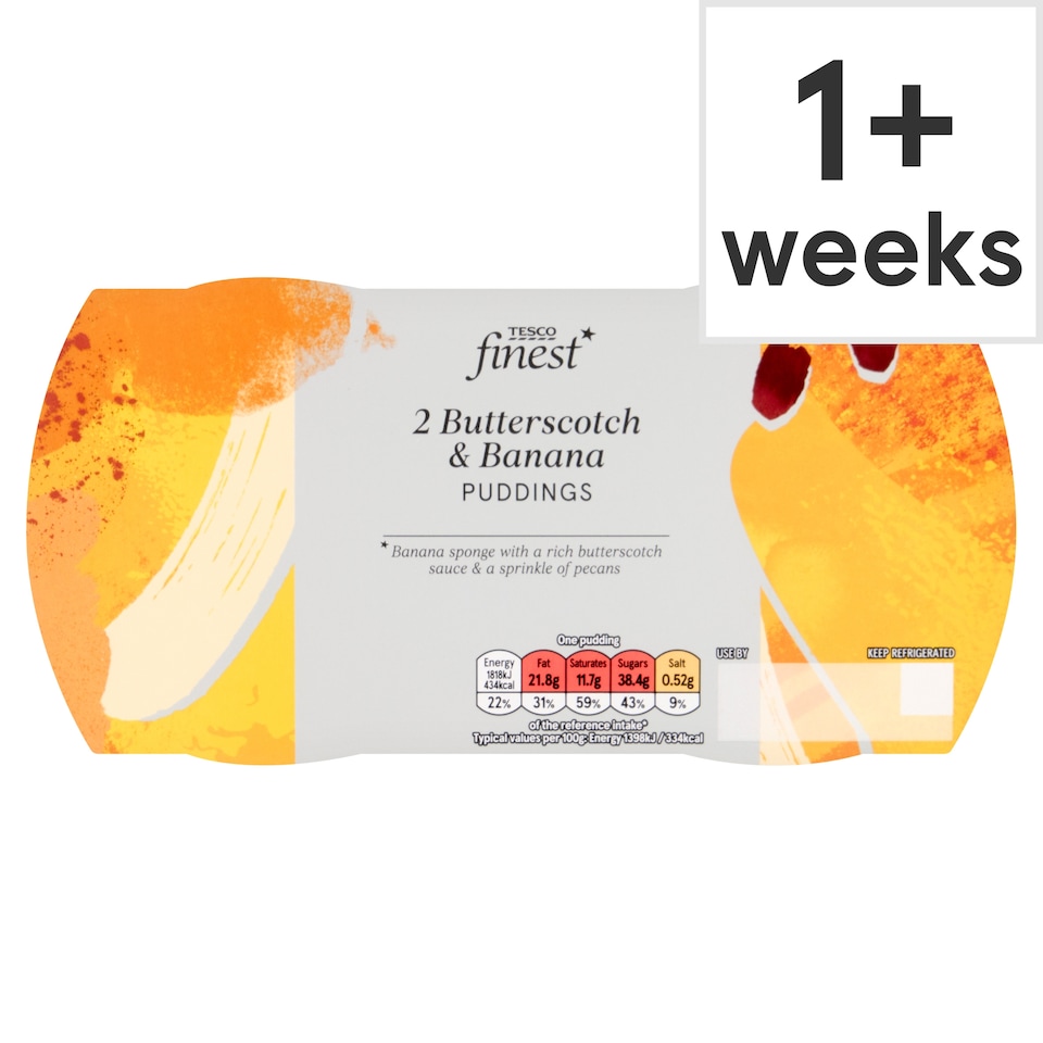 Tesco Finest Banana, Butterscotch & Pecan Sponge Puddings 260g