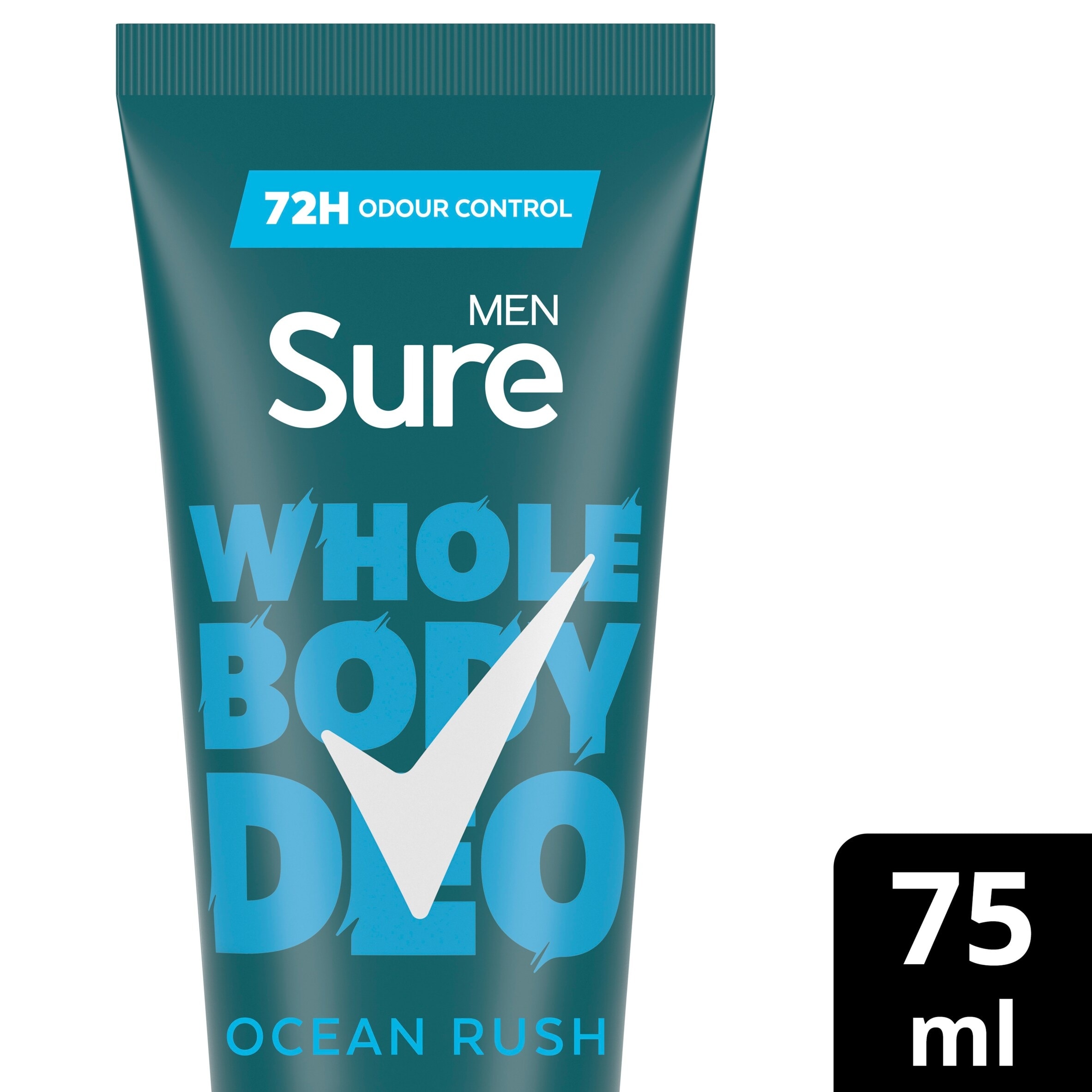 Sure Men's Whole Body 'Deodorant Cream' Ocean Rush w/ 72H Odour Control 75ml, 3Pack in White