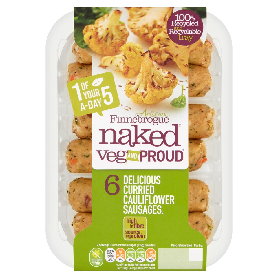 Naked Vegetable & Proud Curried Cauliflower Sausages 270G Tesco Groceries