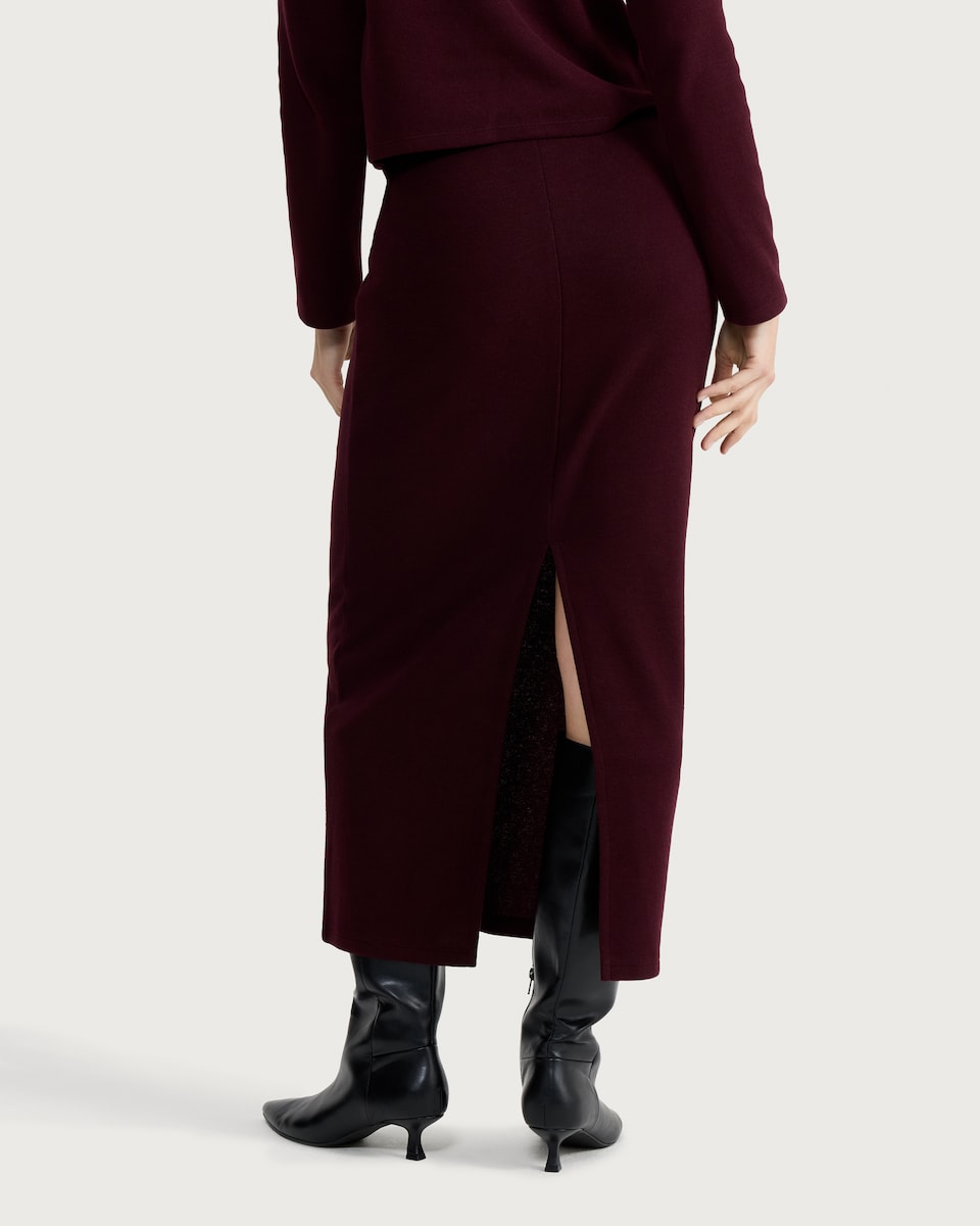 image 1 of F&F Textured Midi Co-ord Pencil Skirt in Burgundy