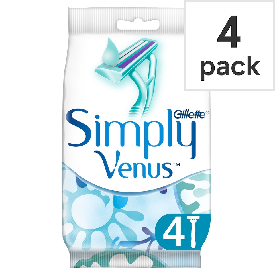 image 1 of Gillette Simply Venus 2 Women's Disposable Razors 4 Pack