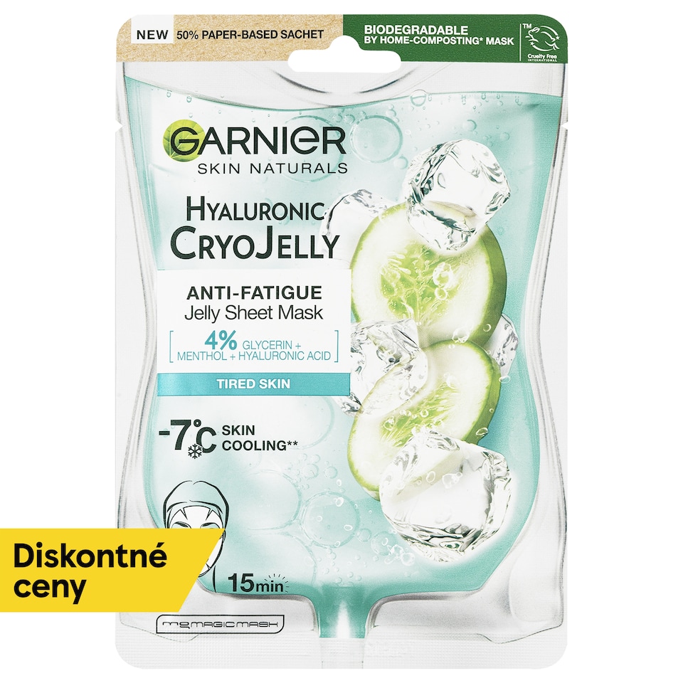 Garnier Cryo Jelly textilná pleťová maska s chladivým efektom -7 °C, 27 g