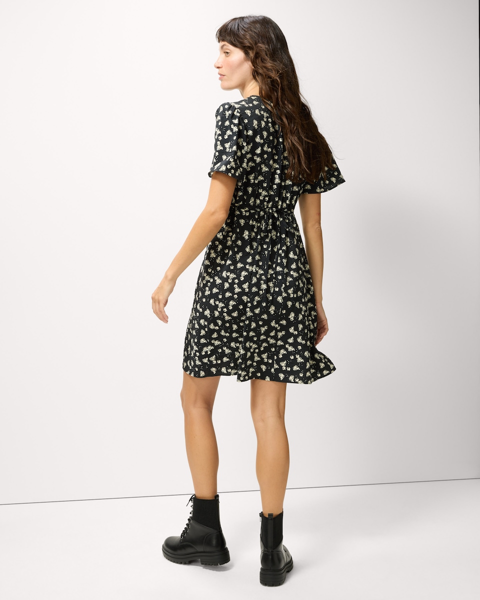 image 1 of F&F Ditsy Floral Mini Dress in Multi Black