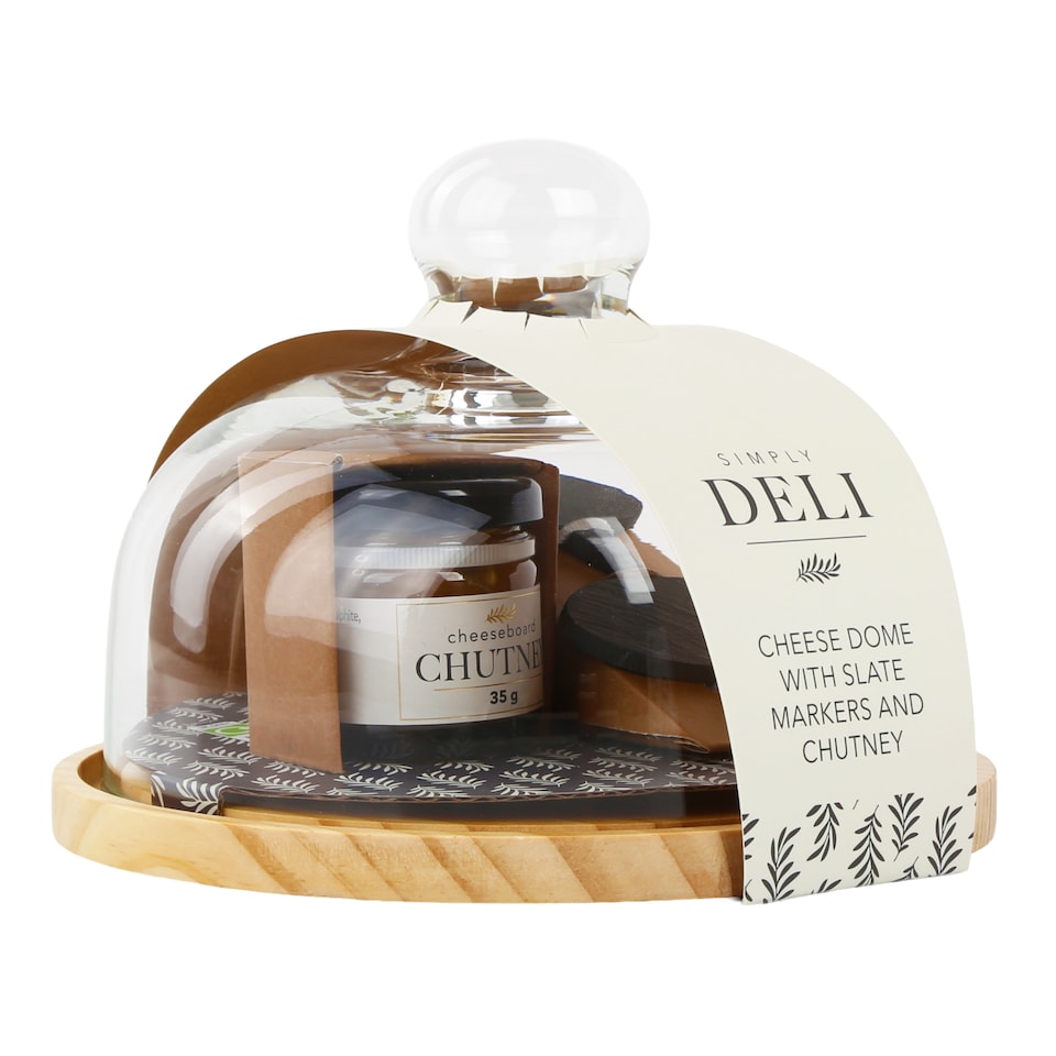 image 1 of Kimm & Miller Deli Cheese Dome With Slate Markers And Chutney Gift Set