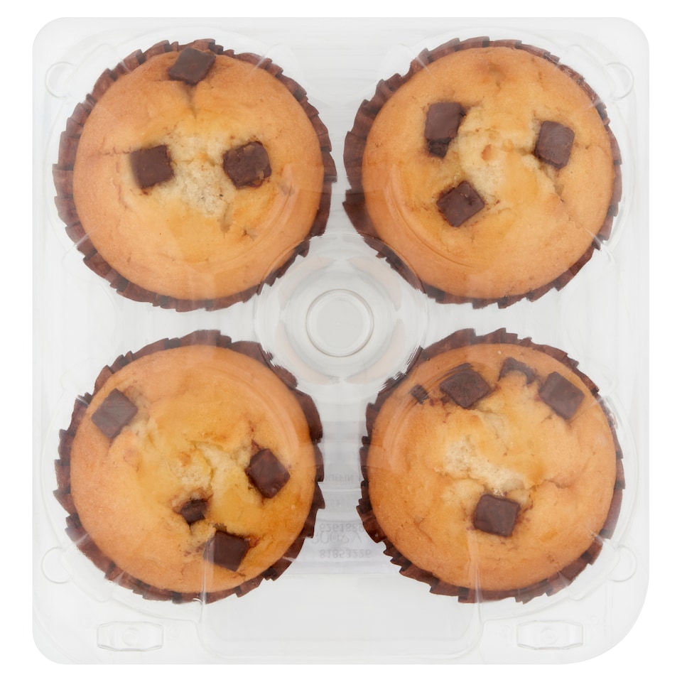 image 1 of Tesco Chocolate Muffins 4 Pack
