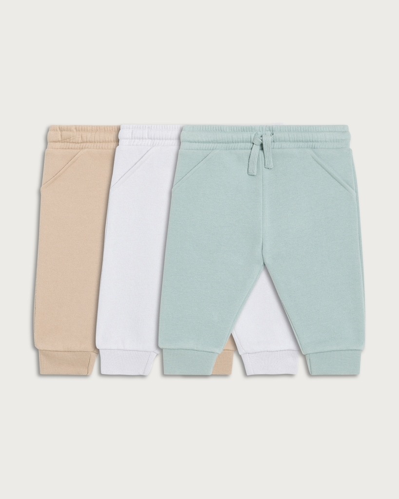 F&F Baby 2-Pack Cotton Rich Cuffed Drawstring Joggers in Multi