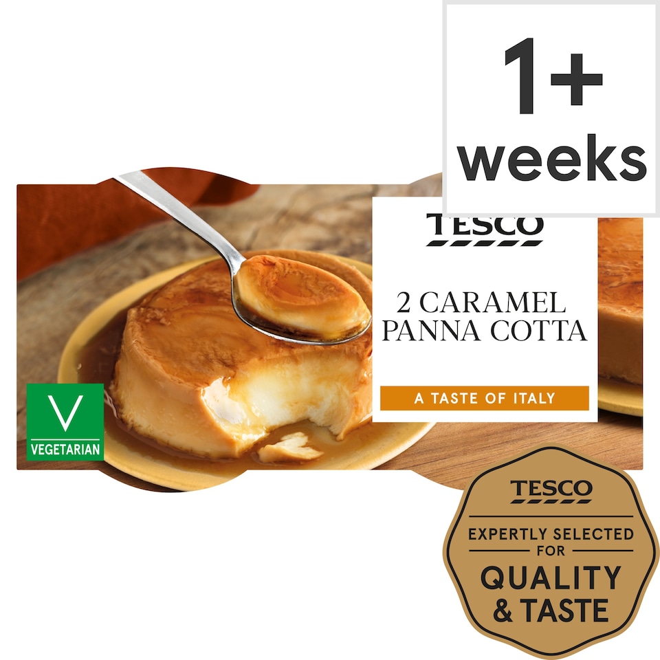 Tesco Caramel Panna Cotta Dessert 2 X120g Tesco Groceries
