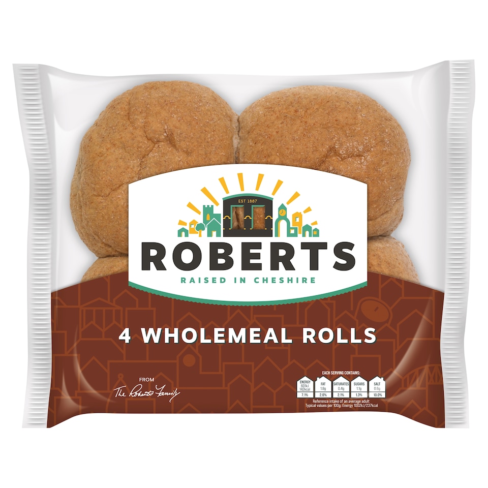 Roberts 4 Wholemeal Rolls 