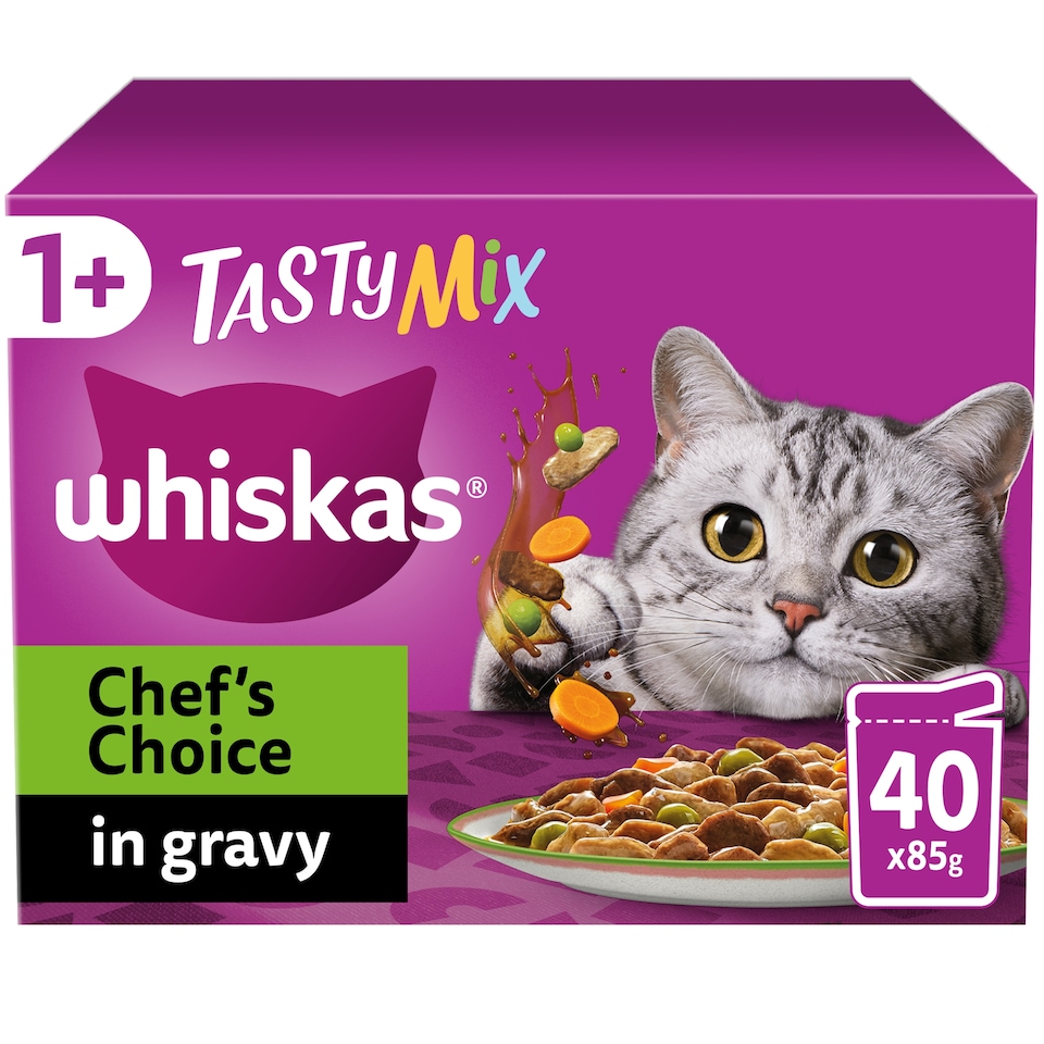 image 1 of Whiskas Tasty Mix Chef's Choice Cat Food Pouches Gravy 40x85g
