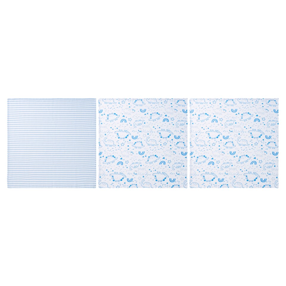 image 1 of Fred & Flo Dino 3 Pack Muslins