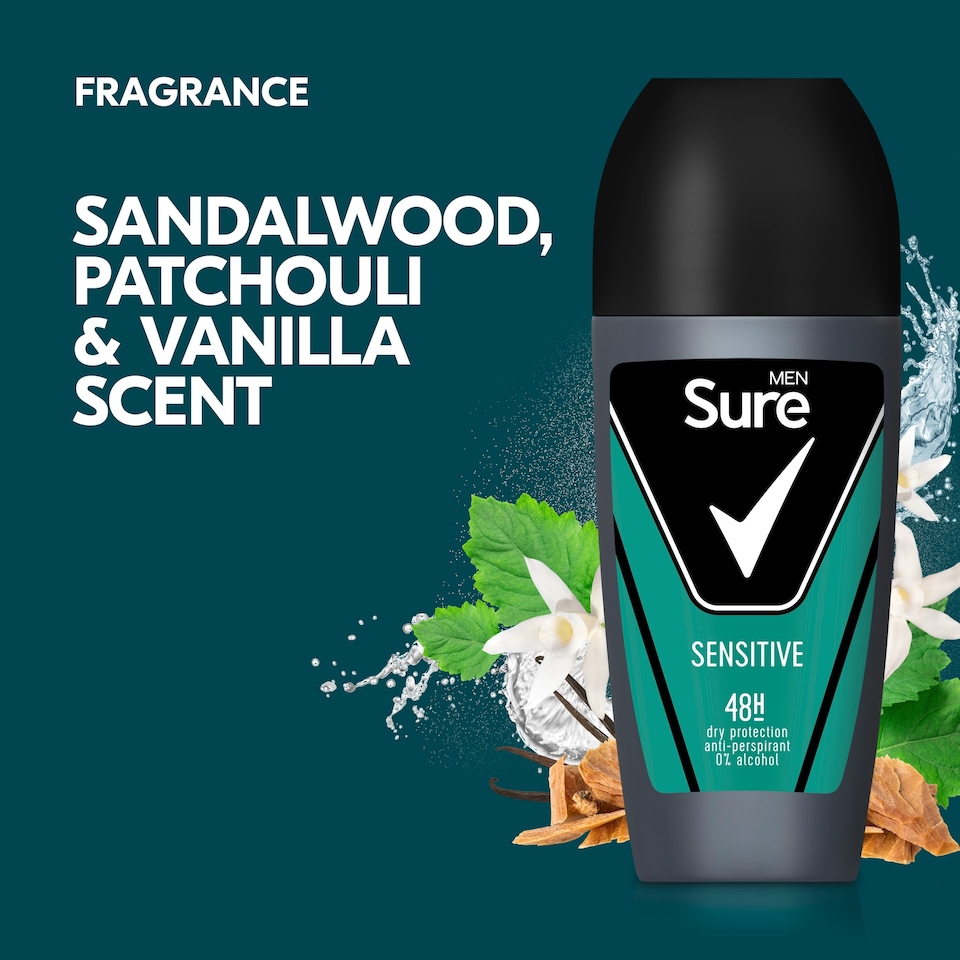 image 1 of Sure Men 48h Sensitive Roll On Antiperspirant Deodorant 50ml