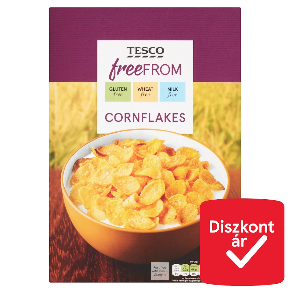 Tesco Free From kukoricapehely hozzáadott vitaminokkal és vassal 300 g