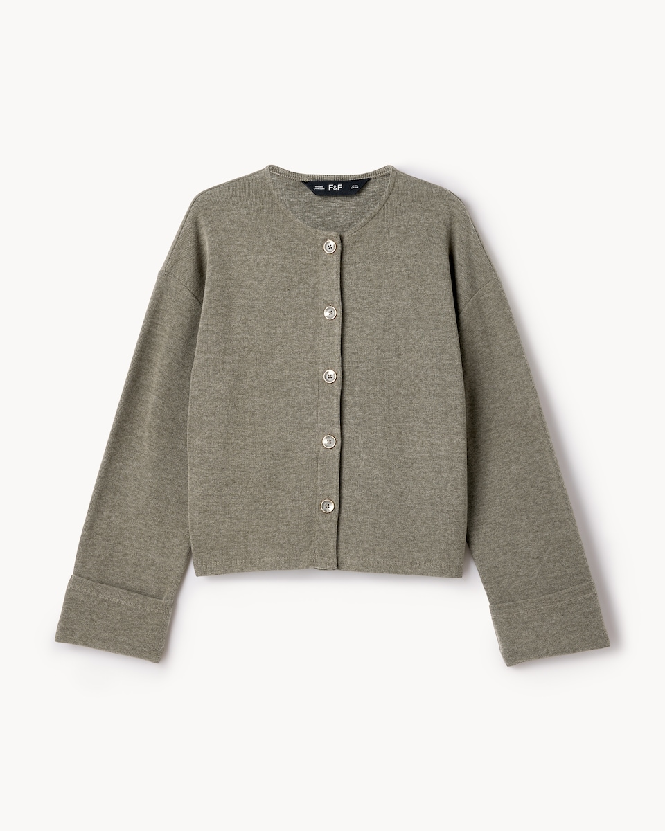 image 1 of F&F Textured Button Up Cardigan in Olive