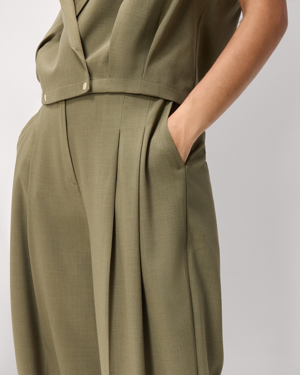 image 1 of F&F Wide Leg Tapered Trousers in Khaki
