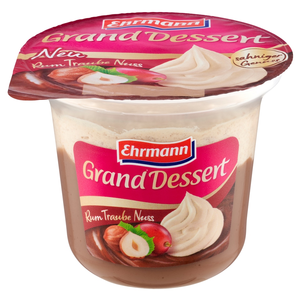 Ehrmann Grand Dessert Lieskovoorieškový dezert s rumom a hroznovou príchuťou 190 g