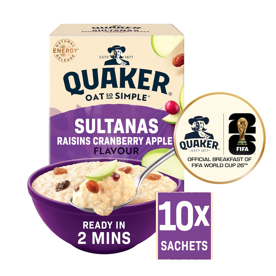 image 1 of Quaker Oat So Simple Sultana & Raisin Porridge Sachets 10x38.5g
