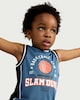 image 2 of F&F Boys 2-Piece Basketball Slam Dunk Vest and Shorts Set in Blue