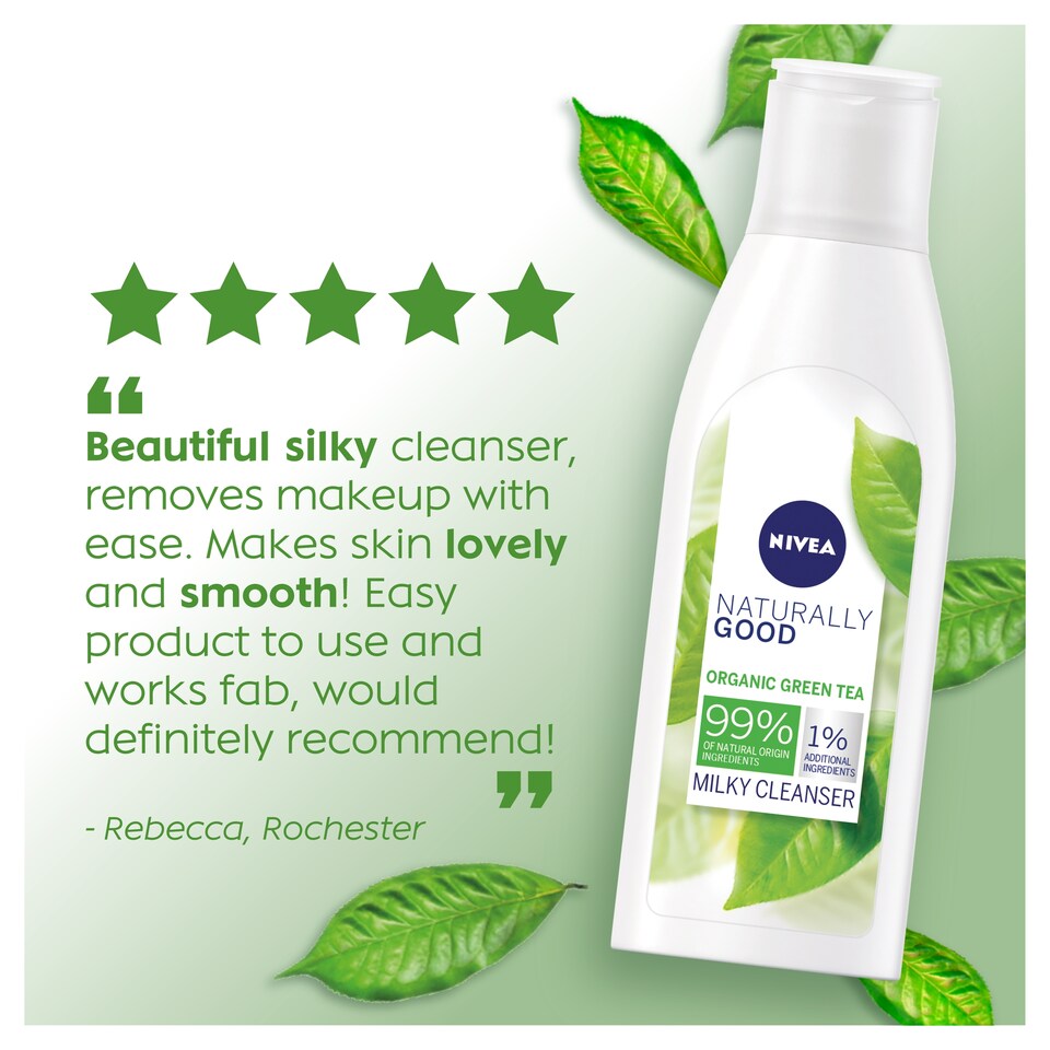 image 1 of Nivea Naturally Good Organic Grn/T Milky Face Cleanser 200Ml