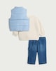image 2 of F&F Baby 3-Piece Bear Gilet, Sweatshirt and Trouser Set in Blue