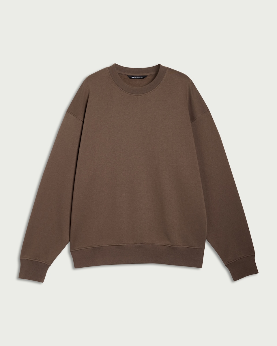 image 1 of F&F Active EVERYHOUR Cotton Rich Crew Neck Sweatshirt in Brown