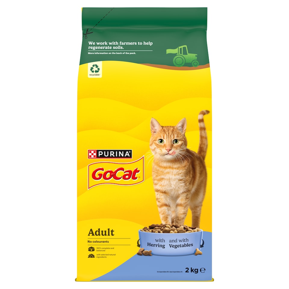 image 1 of GO-CAT Herring and Vegetable Dry Cat Food 2kg